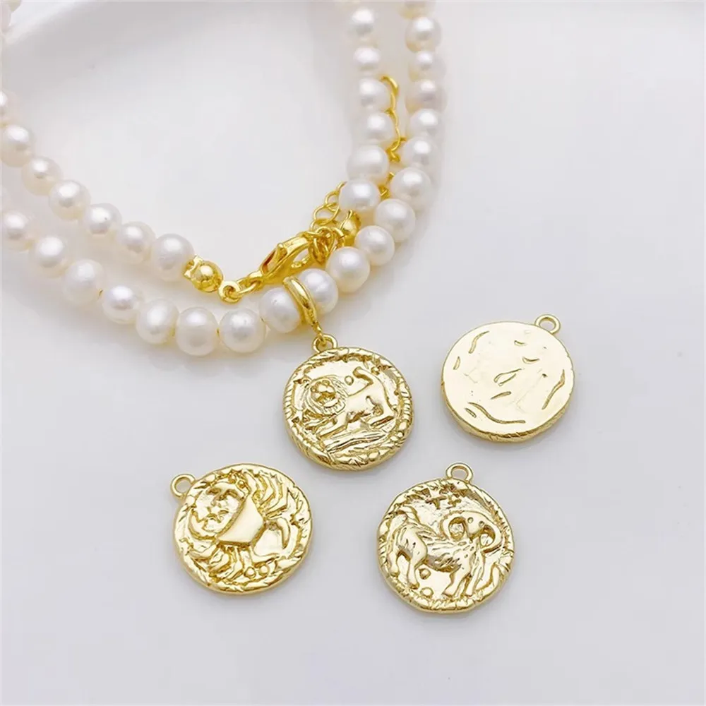

14K Gold-plated 12 Constellations Charm Pendant DIY Jewelry Supplies Beads for Necklace Bracelet Craft Accessories