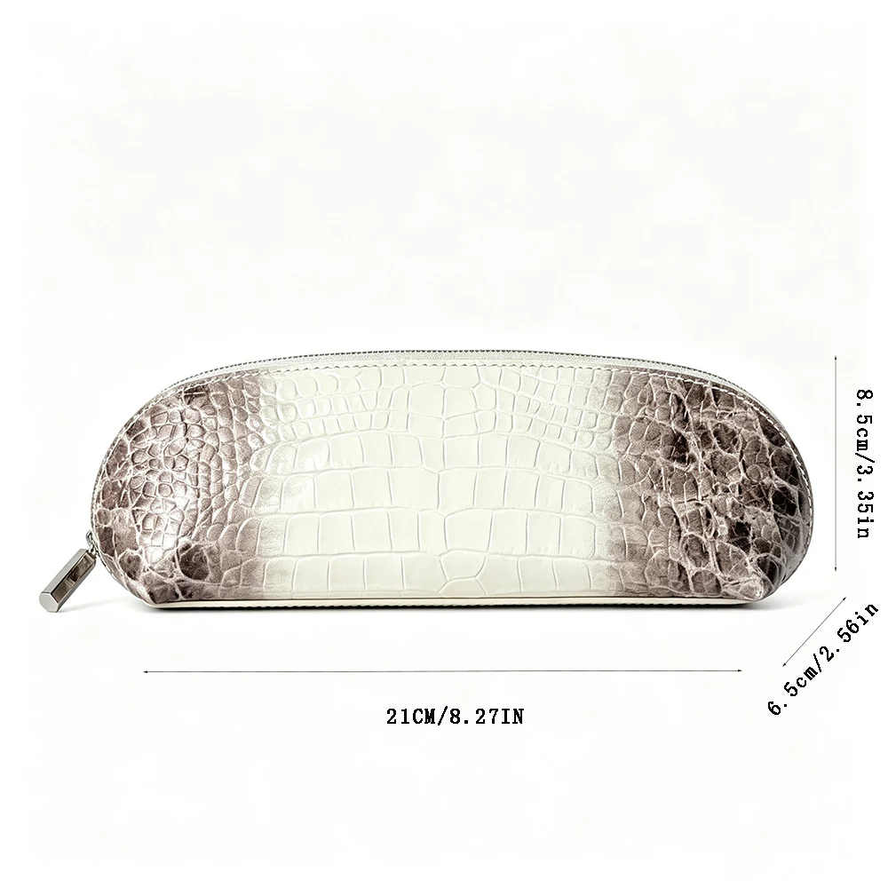 Himalaya Crocodile Pattern Cowhide Makeup Brush Storage Bag New Luxury Large Capacity Genuine Leather Lipstick Cosmetic Bag