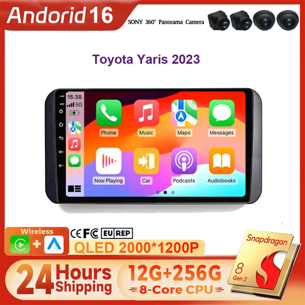 ForToyota Yaris (with paint finish) 9-inch 2023  Android 16 DSP Car Radio   WIFI Head Unit with Carplay