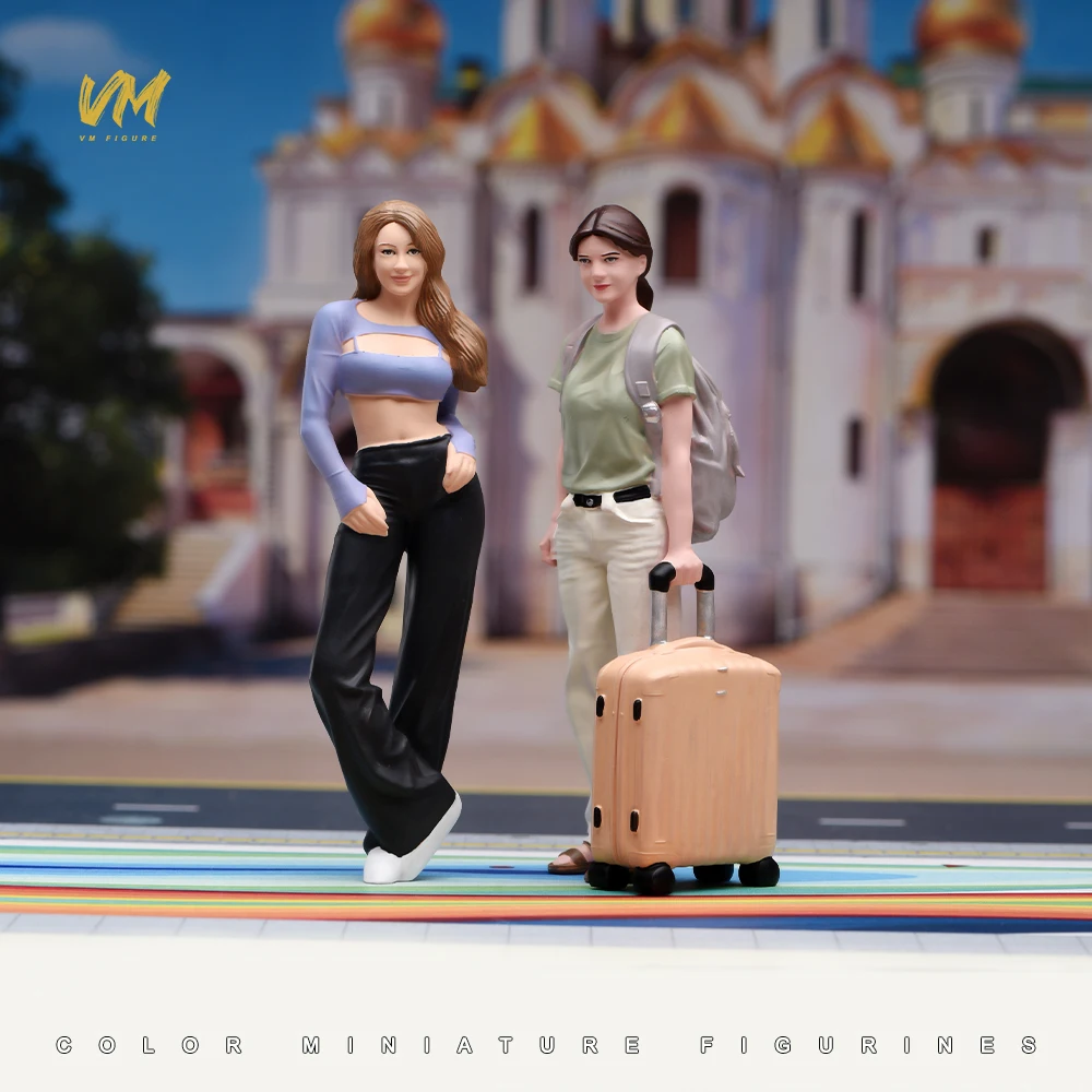 Facial Painted 1/64 1/43 1/24 1/18 Woman in Casual Fashion Wear Standing Posture Female Scene Figure Model For Vehicles Cars