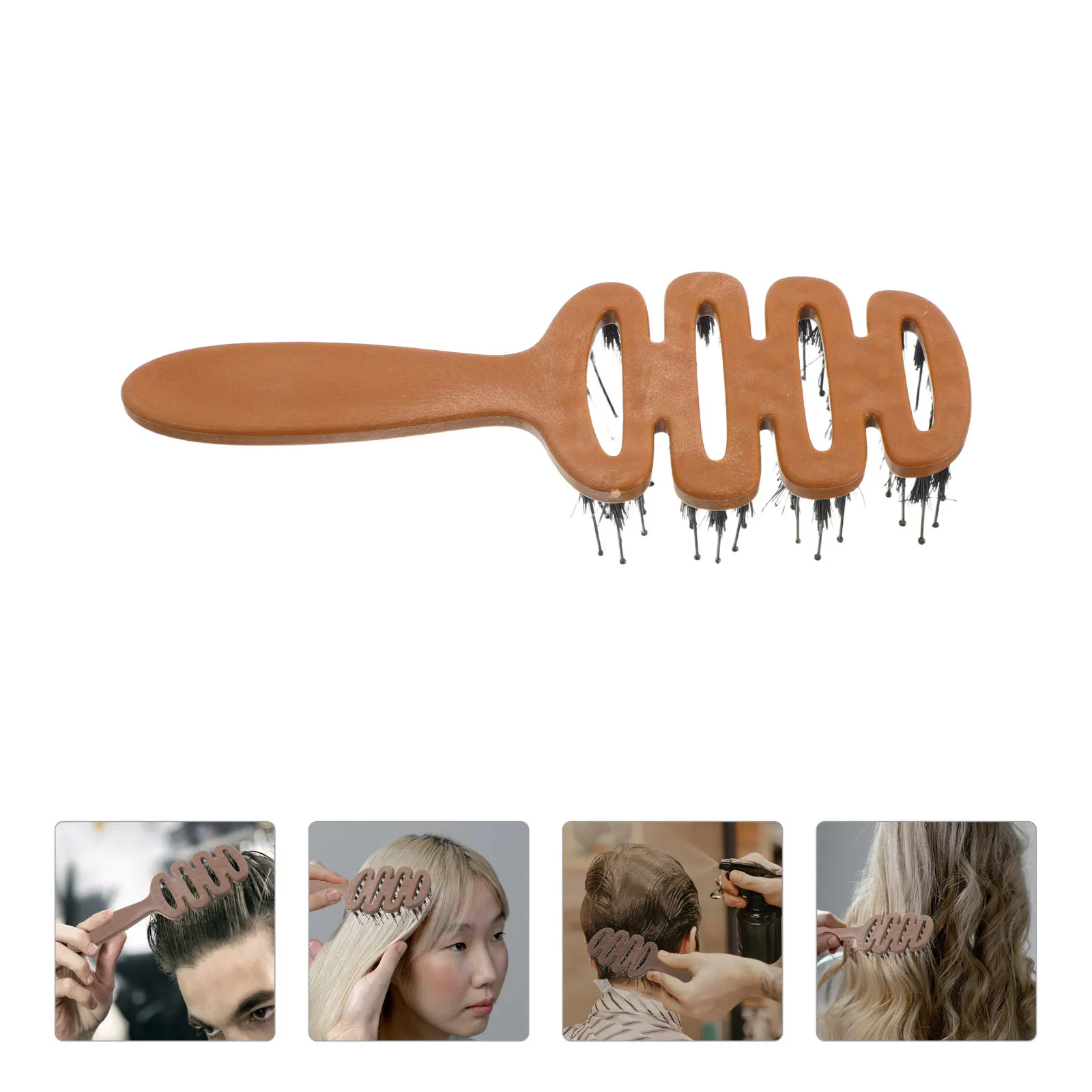 

Hair Brush Plastic Bristles Voluminous Look Scalp Massaging Rake Comb Fashionable for Various Occasions Straight Curly Long