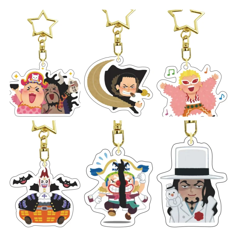 Llavero de acrílico Linlin Gecko Moria Buggy Kuzan Sakazuki Blackbeard Rob Lucci, adorno para bolso, cadena de estrellas, llavero coleccionable, ideal como regalo.