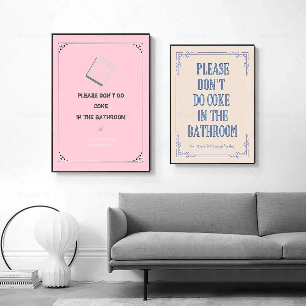 Please Don't Do Coke In The Bathroom Quotes Canvas Painting Nice Butt Print Funny Gift Sign Toilet Wall Art Poster Picture Decor