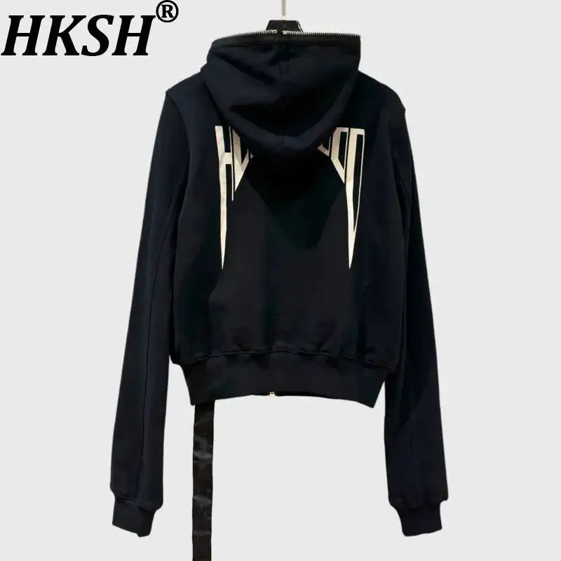 HKSH 2025 Spring Autumn New Man Tide Women Punk Style Darkwear Hoodie Jacket Hooded Trend Print Zipper Techwear Chic Ins HK11925