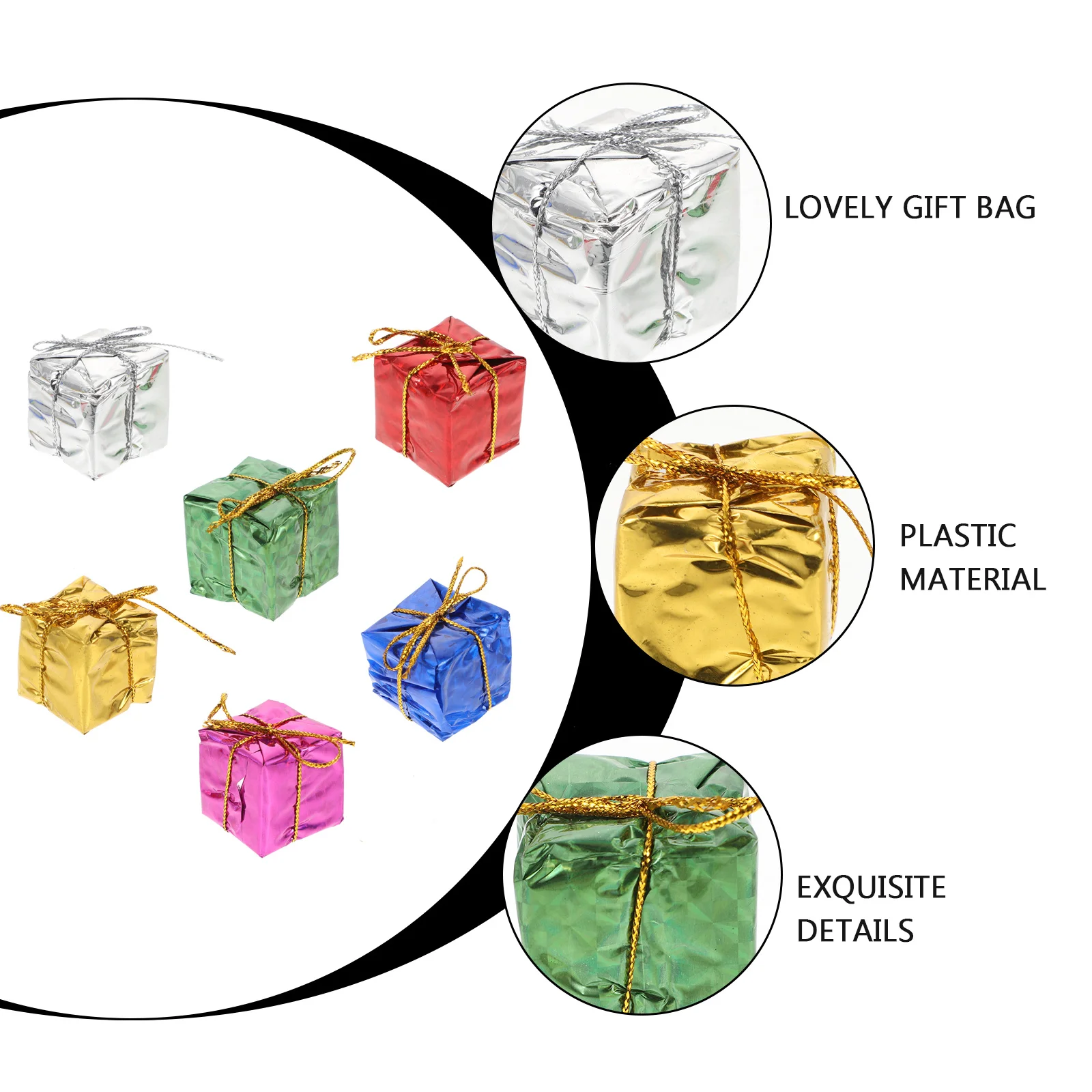 

72Pcs Foams Gift Box Pendants Christmas Hanging Decor Mini Ornament for Tree Party Home Holiday Decoration Xmas Pendant