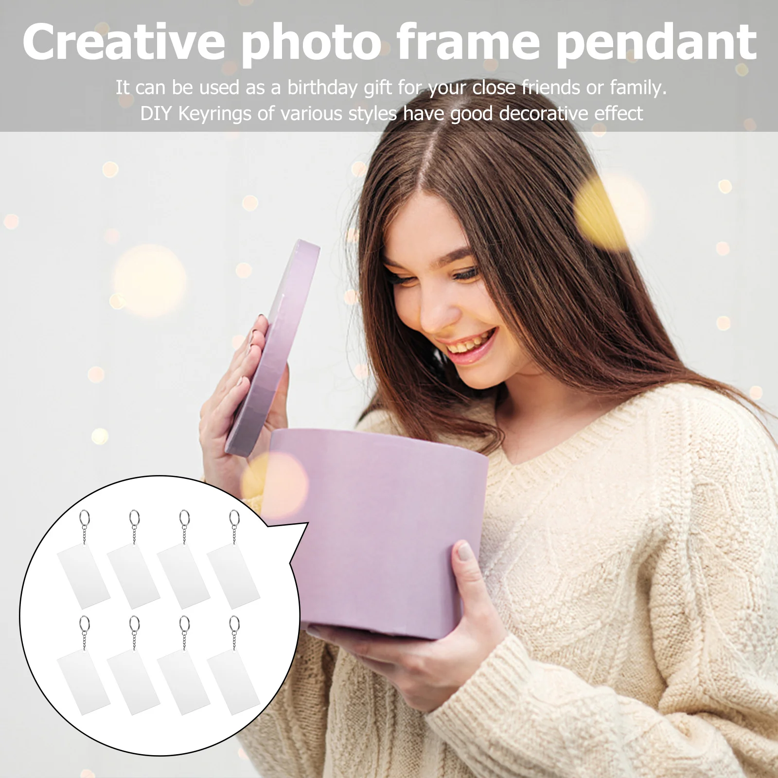 

30Pcs Acrylic Key Chains Transparent Photo Frame DIY Supplies Creative Customizable Keyrings Durable Decorations