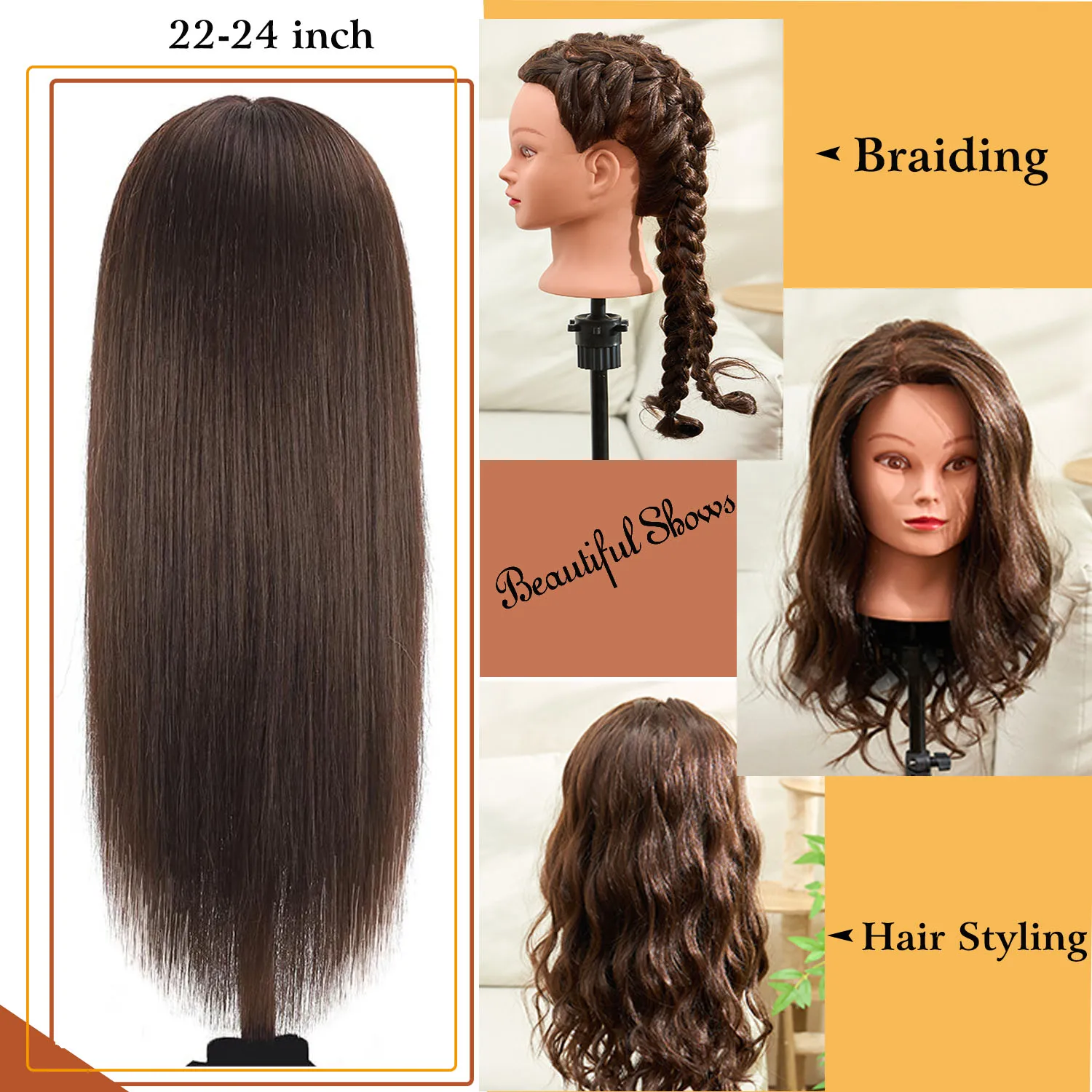 Mannequin Head Training Head For Braid Hairdressing 100% High Temperature Fiber Female Mannequin Training Doll Head