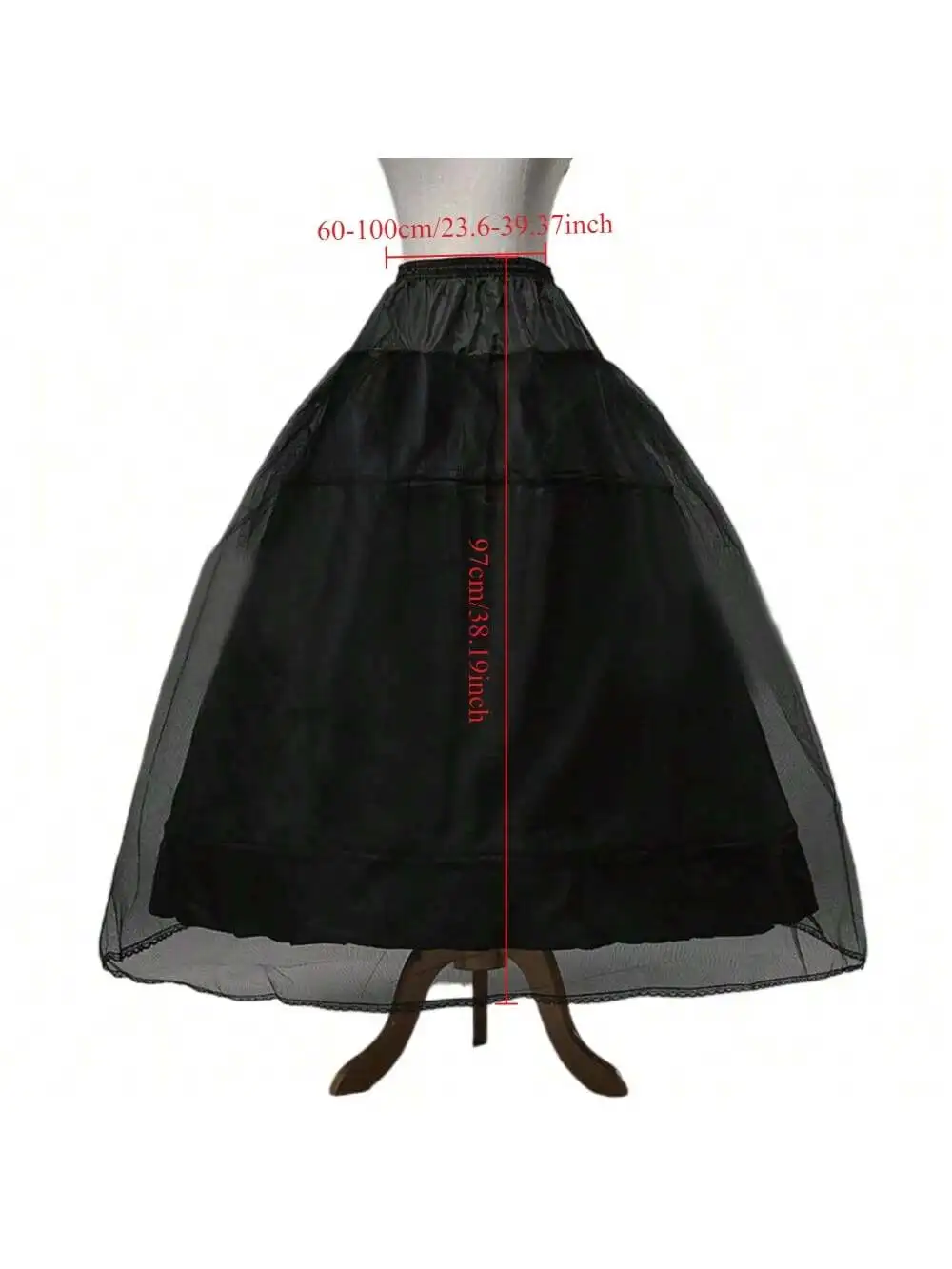 Schwarzer Hoop Langer Petticoat Krinoline Ballkleid Rock Unterrock Hochzeitsaccessoires – Detail 4
