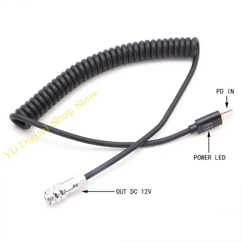 

96BA Power Cable Replacement for Camera BMPCC 4K to USB Type-C Spring Cable
