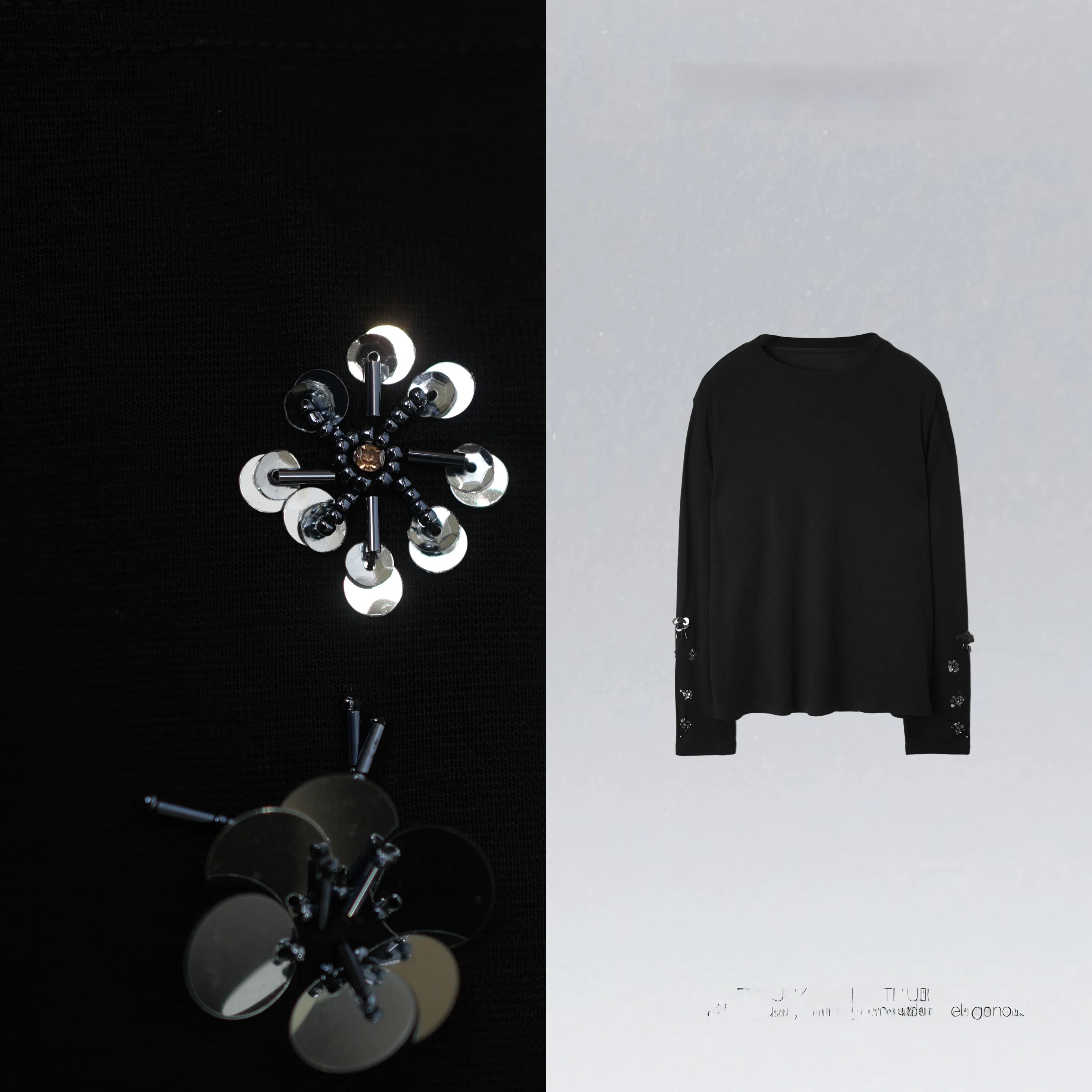 

Топ DEDM•STUDIO Ele Casual с бисером, облегающий, длинный рукав, базовый слой, для женщин, из жесткой ткани лайкра, весна 2025