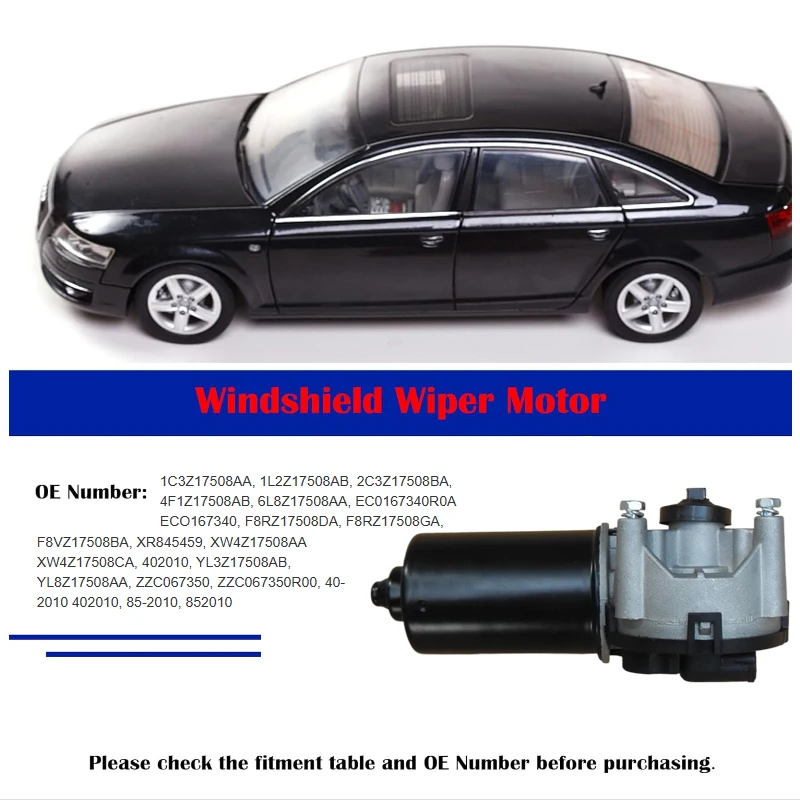 Front Windshield Wiper Motor Without Washer Pump Compatible with Ford, Lincoln, Mazda, Jaguar & Mercury Models - F-150, F-250