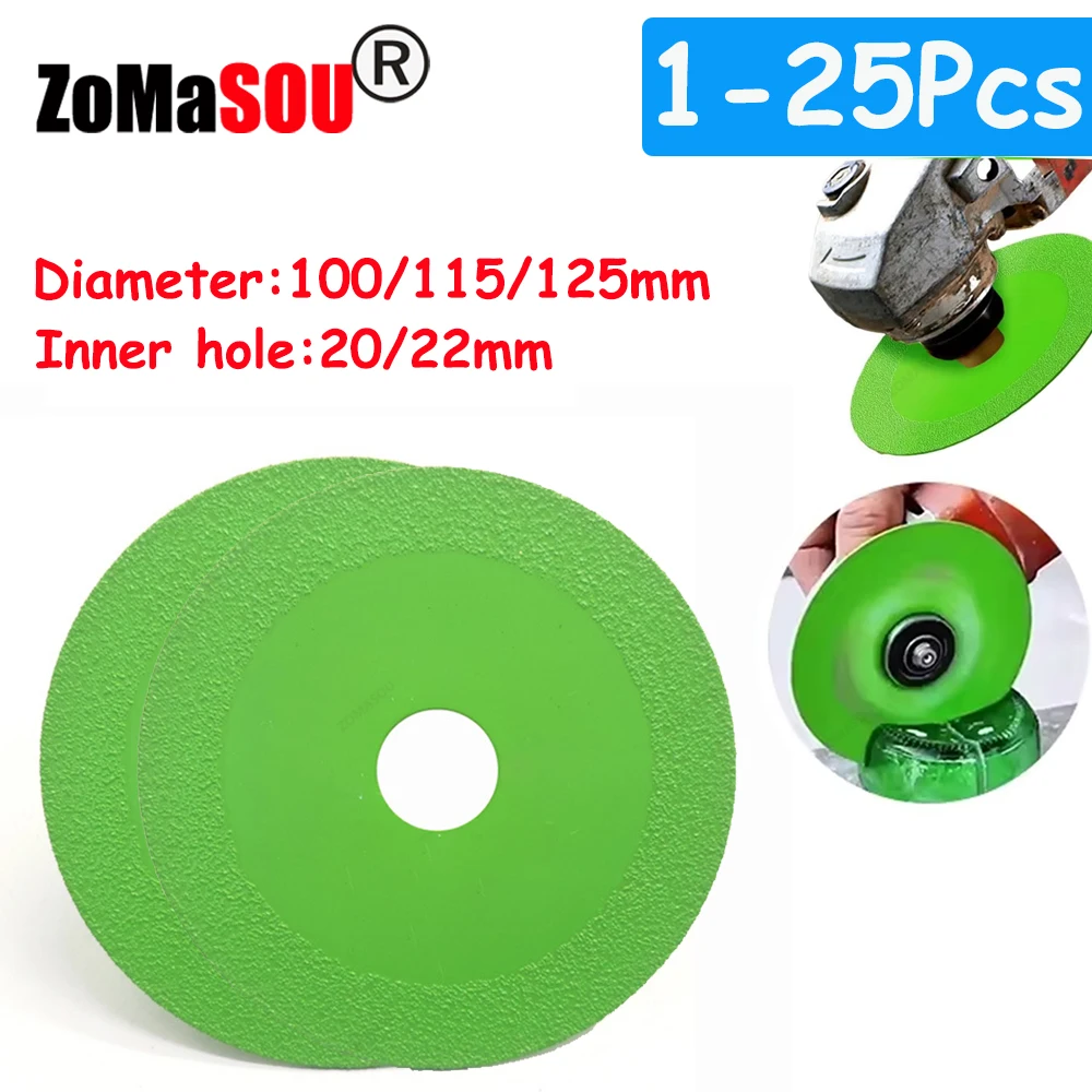 100/115/125mm tarcza do cięcia szkła 1-25 sztuk diamentowe butelki wina brzeszczot Jade Crystal szlifowanie fazowanie ostrze tnące szkło Cut