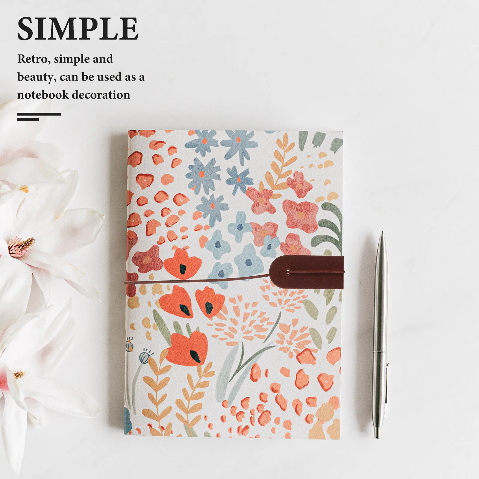 4Pcs Handmade Cowhide Notebook Edge Protectors Vintage Journal Straps Elastic Band Interlocking Rope for Daily Planner