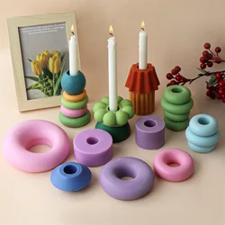 Building Blocks Stackable Silicone Candle Mold DIY Geometric Silicone Scented Candle Moulds For 2.2cm Taper Home Christmas Decor