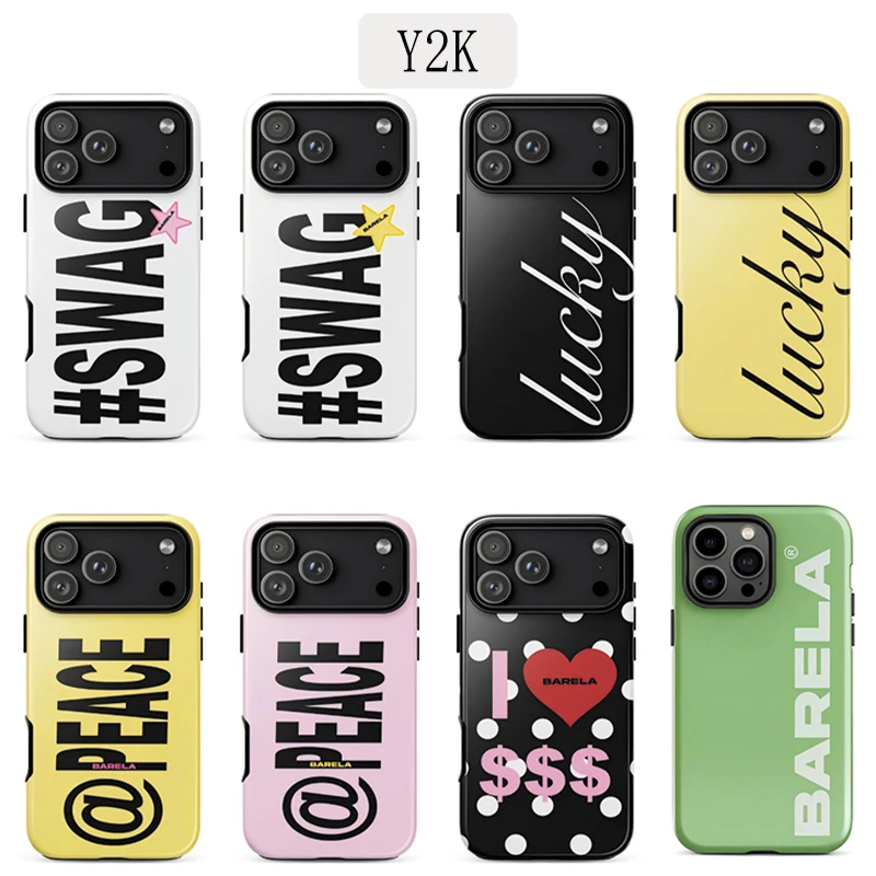 Capa de Celular Luxuosa Y2K SWAG Lucky para iPhone 17 16e 16 15 14 13 12 11 X XS XR XSMAX 7 8 Air Pro Max Plus Dupla Camada