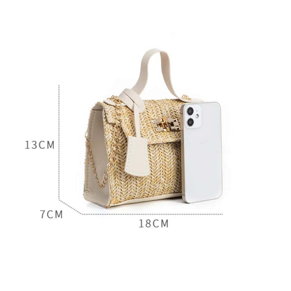 New Straw Woven Handmade Woven Bags Square Shape Fashion Shoulder Bag Tote Bag