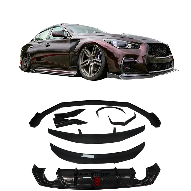 

High Quality Body Kit Carbon Fiber Front Lip Rear Diffuser Side Skirts Rear Corners Mirror Cover Spoiler for Infiniti Q60