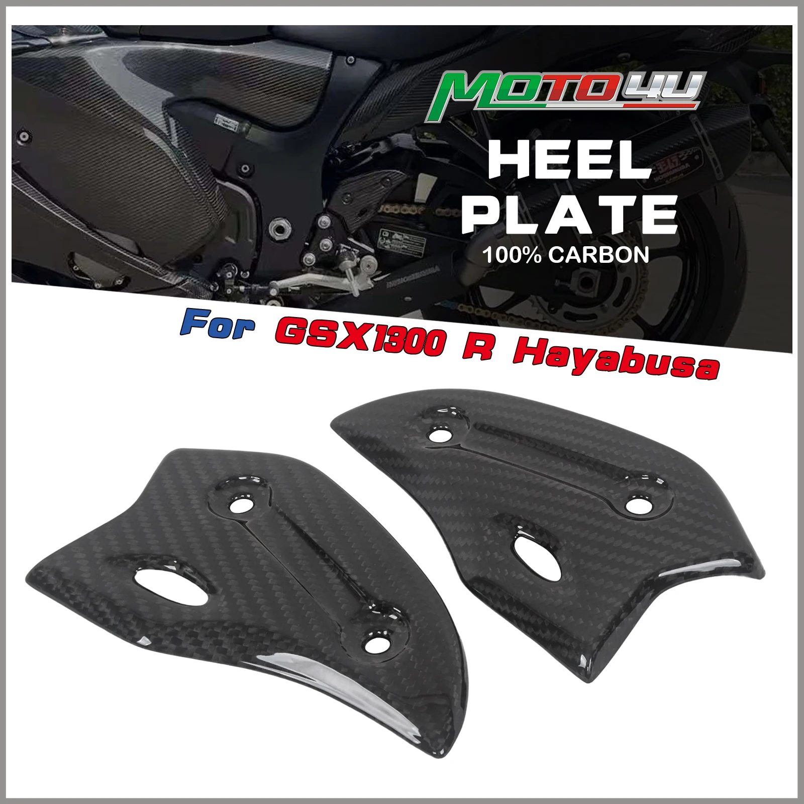 

For Suzuki GSX1300 R Hayabusa 2021 2022 2023 100% Carbon Fiber Motorcycle Fairing Heel Guard Rearset Plate Foot Peg Protector