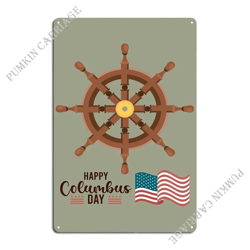 Happy Columbus Day Metal Sign Pub Decoration Plaques Bar Tin Sign Poster