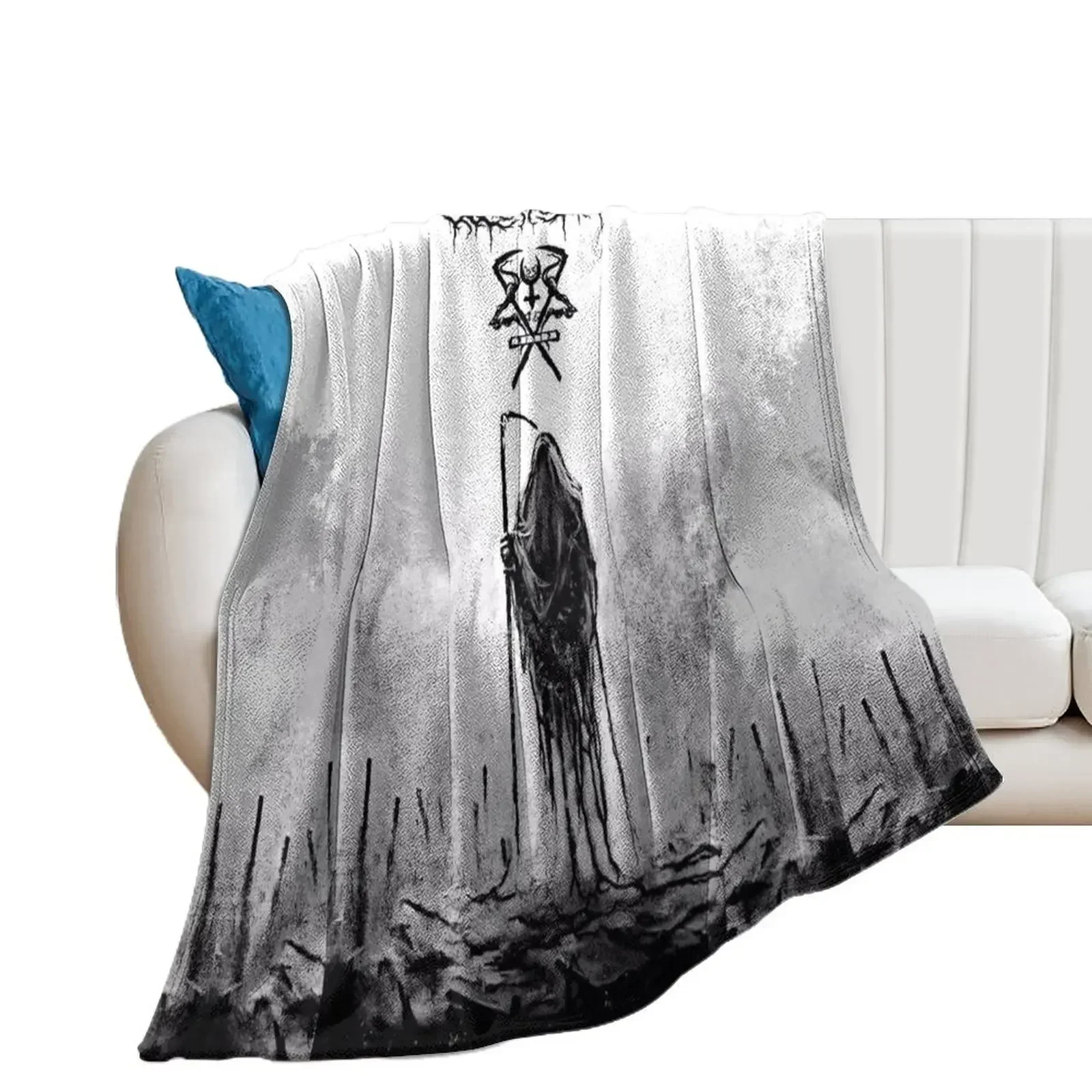 

Grunge BNW Lorna Shore Throw Blanket Thermal Plaid on the sofa Luxury Throw Blankets