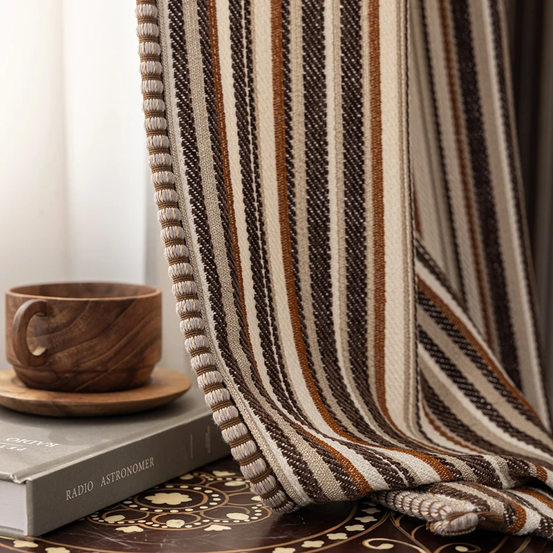 

High-end Linen Chenille Blackout Curtains,Modern Striped Texture, Custom Living Room Drapes for Elegant Home Decor