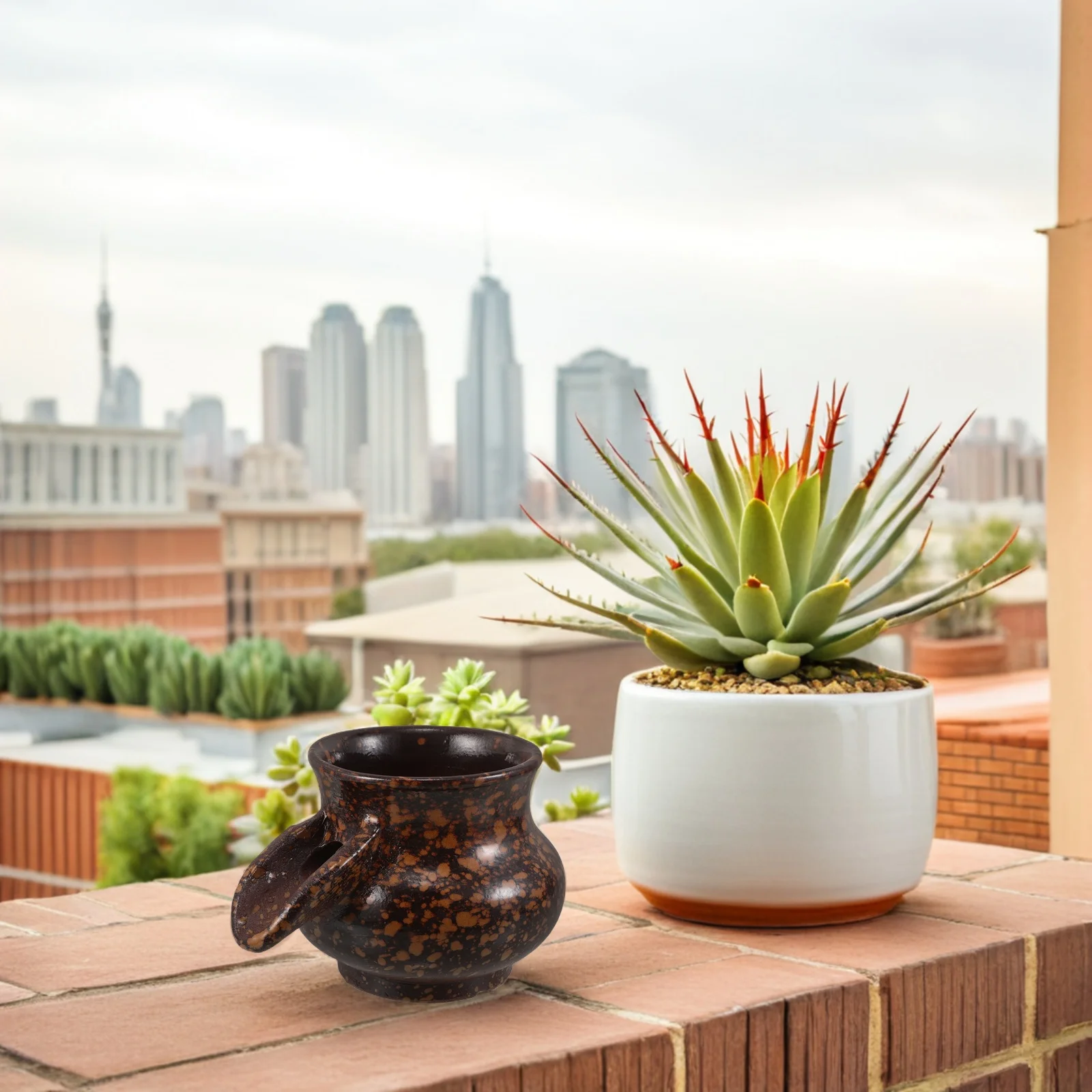 

Ceramic Waterfall Fountain Jar Handcrafted Rustic Garden Indoor Outdoor Tabletop Water Feature Fish Tank Decoration