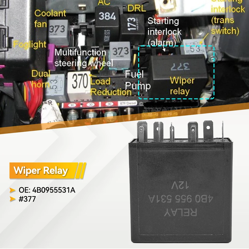 377 11 Pin Intermittent Delay Wiper Motor Control Relay For VW