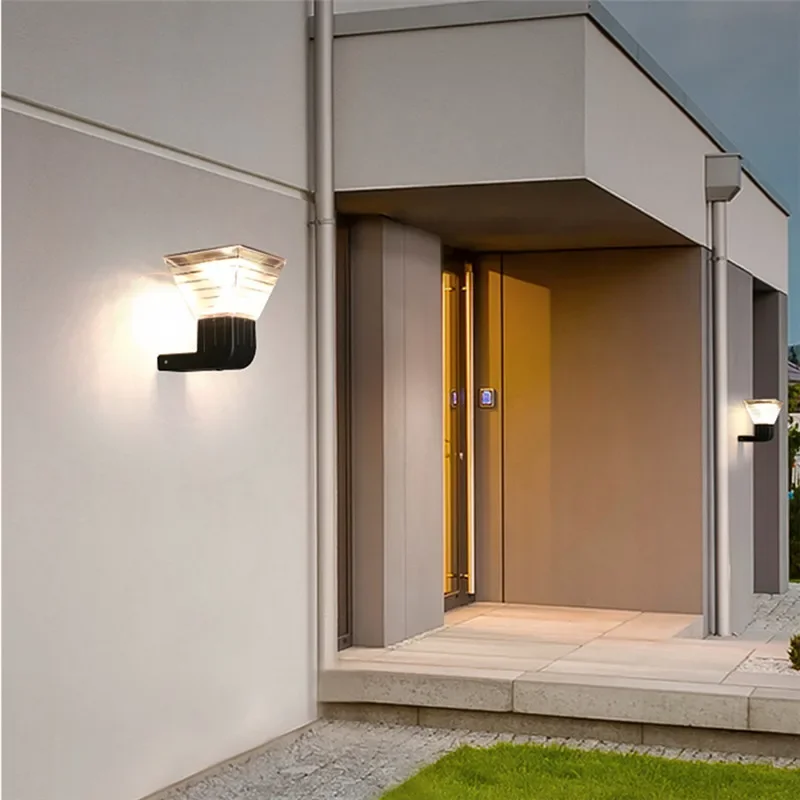 TEMOU Contemporary Solar Outdoor Wall Lamps Simplicity Waterproof Creative Balcony Hallway Courtyard Villa Gate Hotel