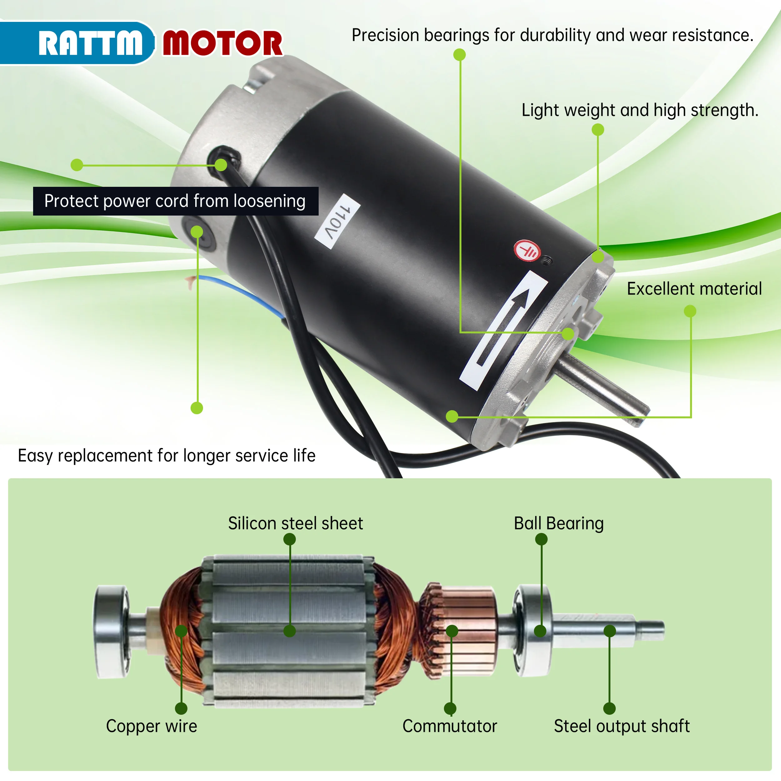 Mini Lathe Motor 550W 6000RPM Large Torsion Low Noise Stable Drive Iron Lathe Machine Motor Metal Lathe 7x14 Inches