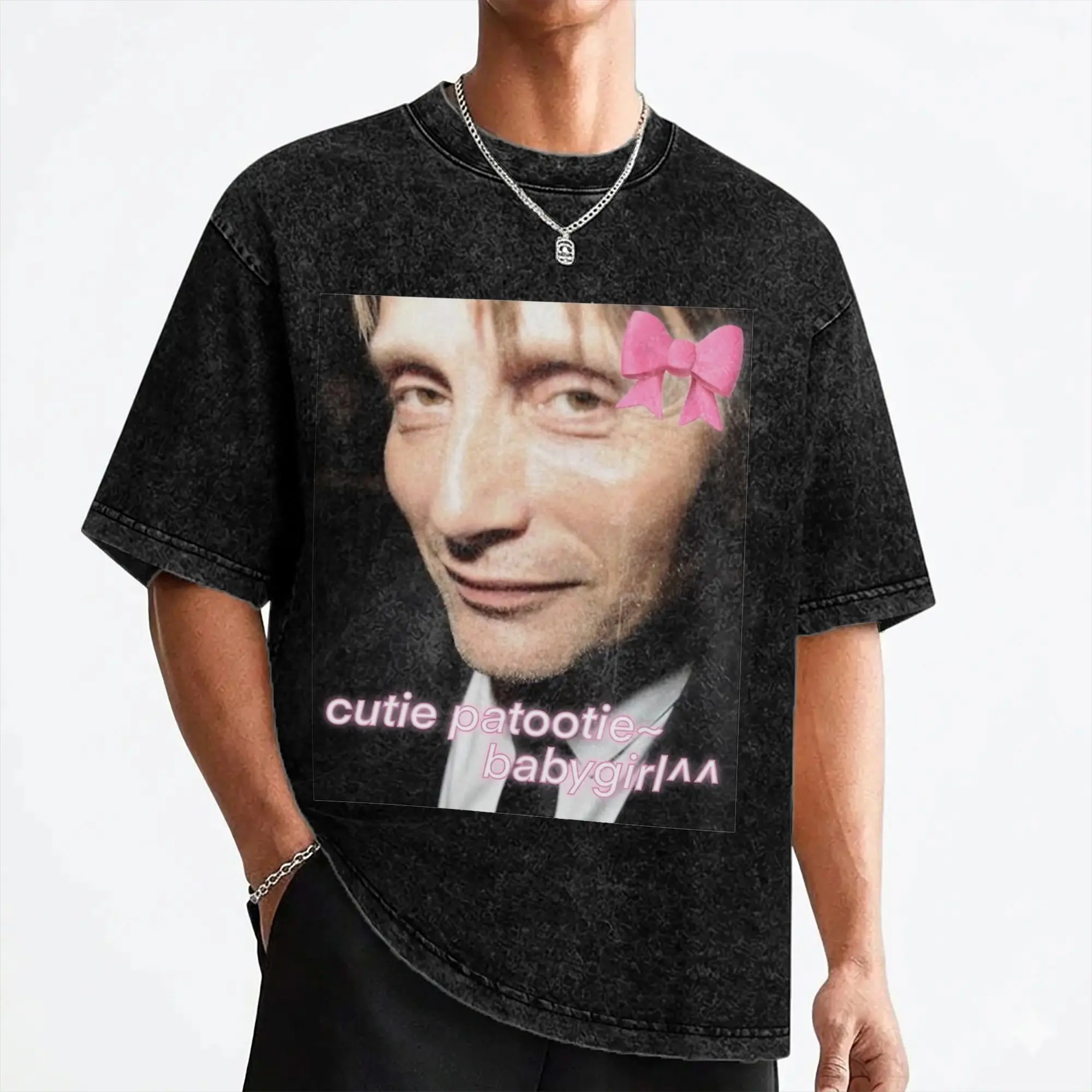 Mads Mikkelsen Baby Girl T Shirts Washed Cotton Harajuku T-Shirts  Cool for Men Women Streetwear Printed Tee Shirt