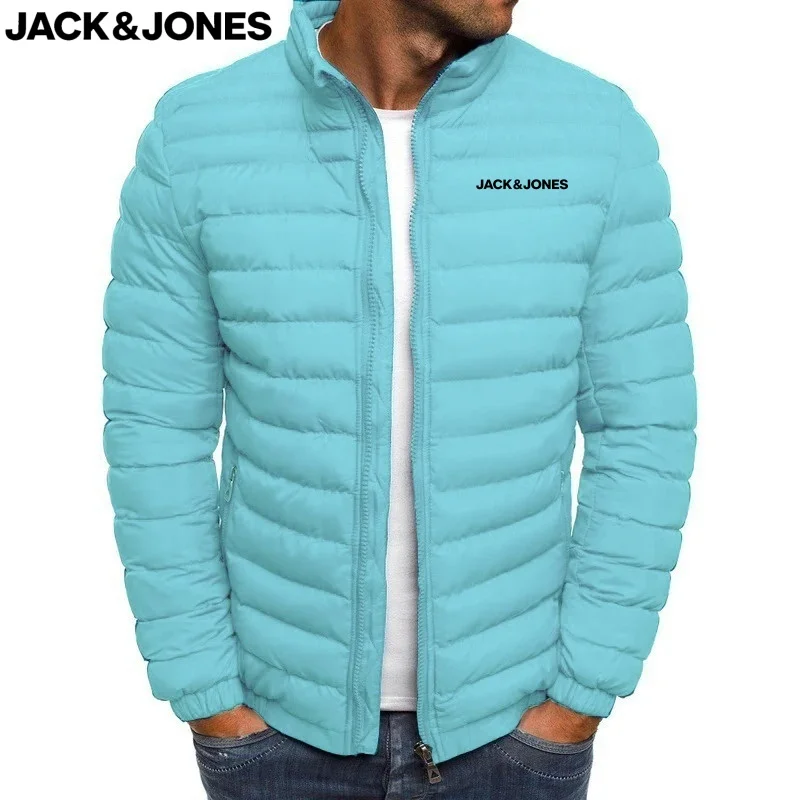 

Jack Jones приобретает новые толстые мужские теплые и повседневные куртки с воротником-стойкой, мужские ветрозащитные хлопковые пуховики для