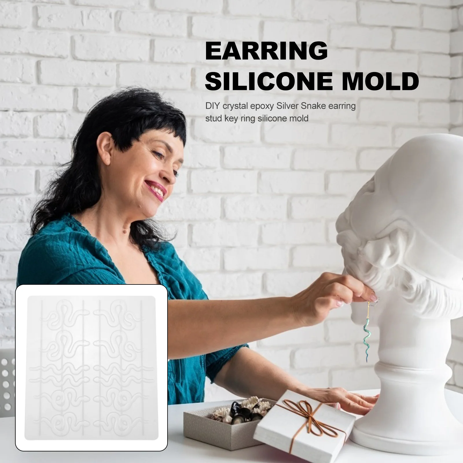 

Reusable Silicone Snake Shape Earring Mold DIY Jewelry Making Accessory Smooth Easy to Remold Snake Shape Earring Mold