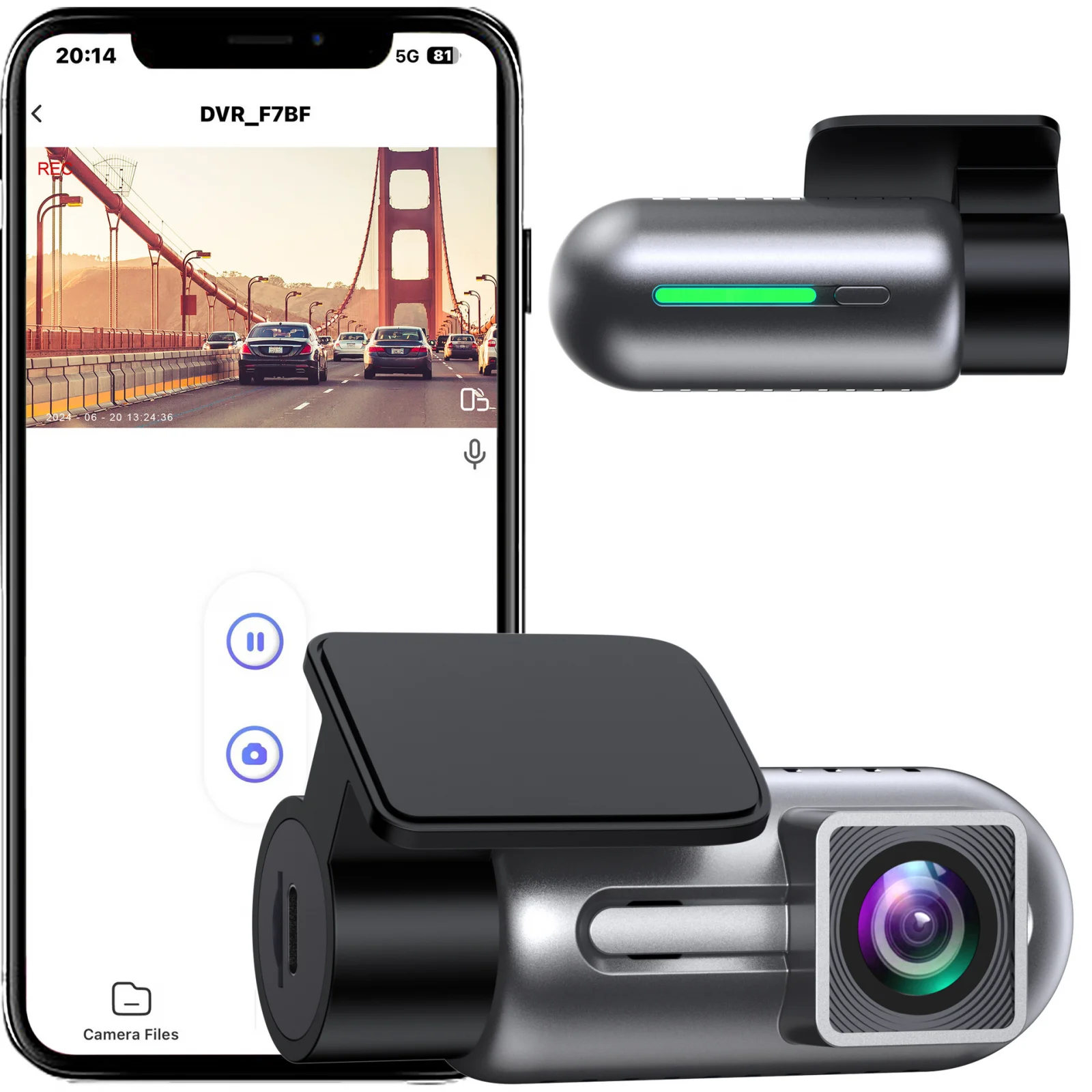 Dash Cam Front FHD 1080P Single Dash Camera Built in WiFi 150Wide Angle Night Vision App Control Loop Recording 24H Parking Mode