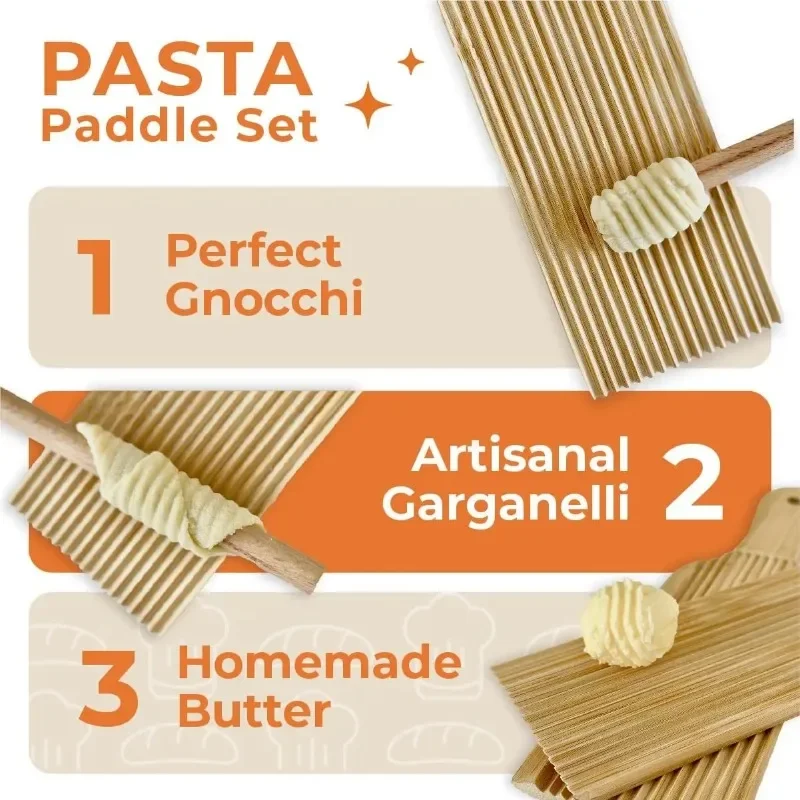 Gnocchi Board Set Italian Pasta Making Tools Ravioli Stamp Cutter for Homemade Cavatelli Garganelli Fettuccine Pasta Maker