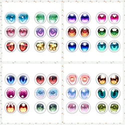 12pcs/Bag 14mm Blythe Doll Cute Pattern Eyes Chips Suitable Blythe Doll Super Thin Pupil Glass Cabochons Jewelry Accessories