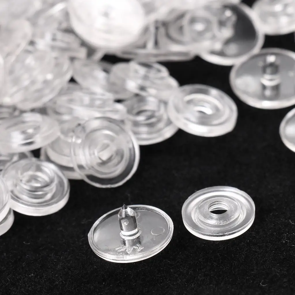 أزرار إطباقية من الراتنج، مشابك أزرار بلاستيكية مستديرة شفافة مقاس 1 سم لمشاريع الخياطة اليدوية ذاتية الصنع #5