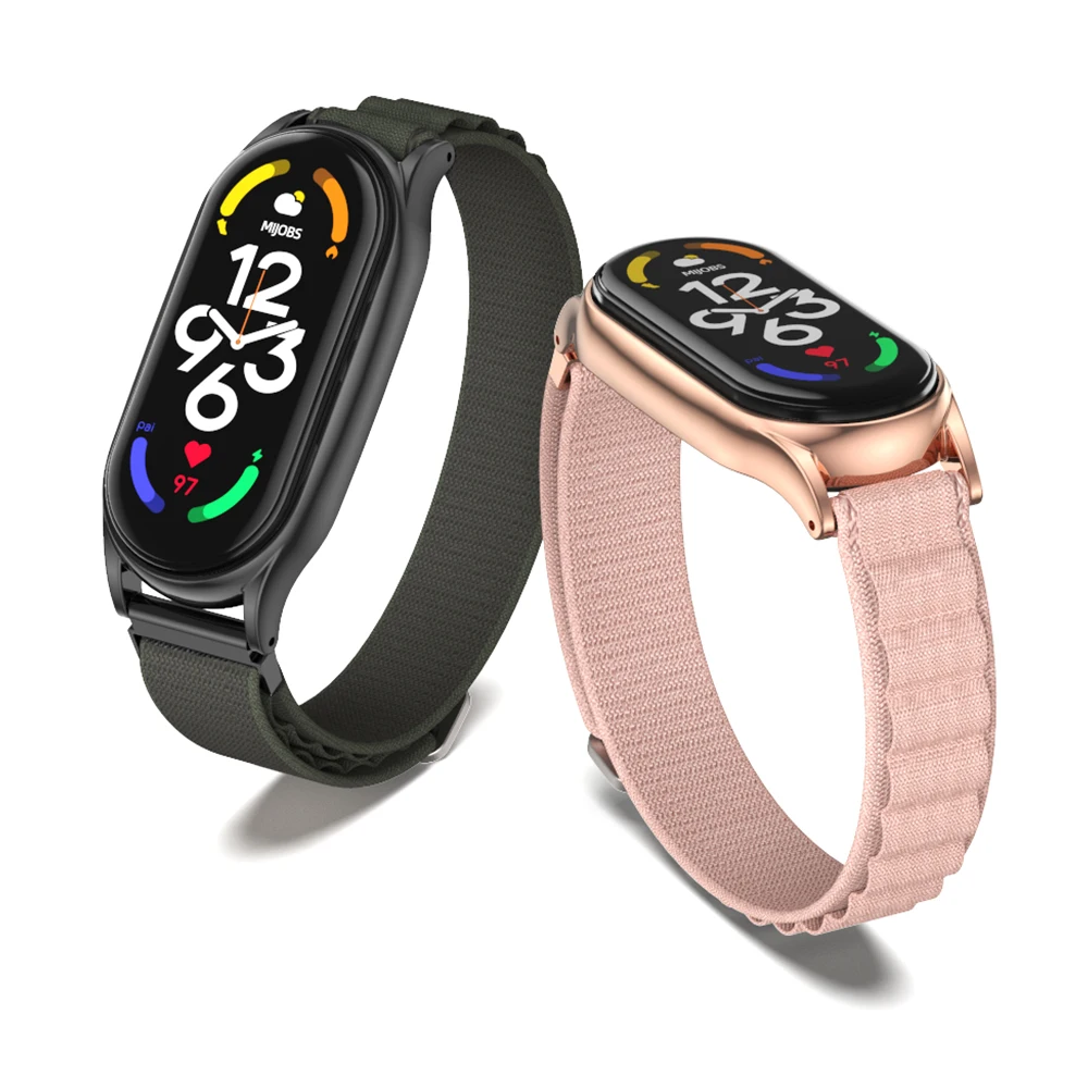 Correia de nylon para Xiaomi Mi Band, pulseira Smartwatch de liberação rápida, pulseira para Mi Band 9, 8, 7, 6, 5, 4, 3