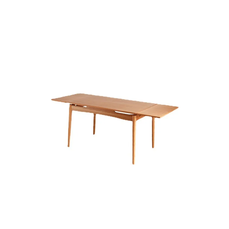 

Folding dining table household small apartment solid wood rectangular retractable Nordic log Japanese cherry wood