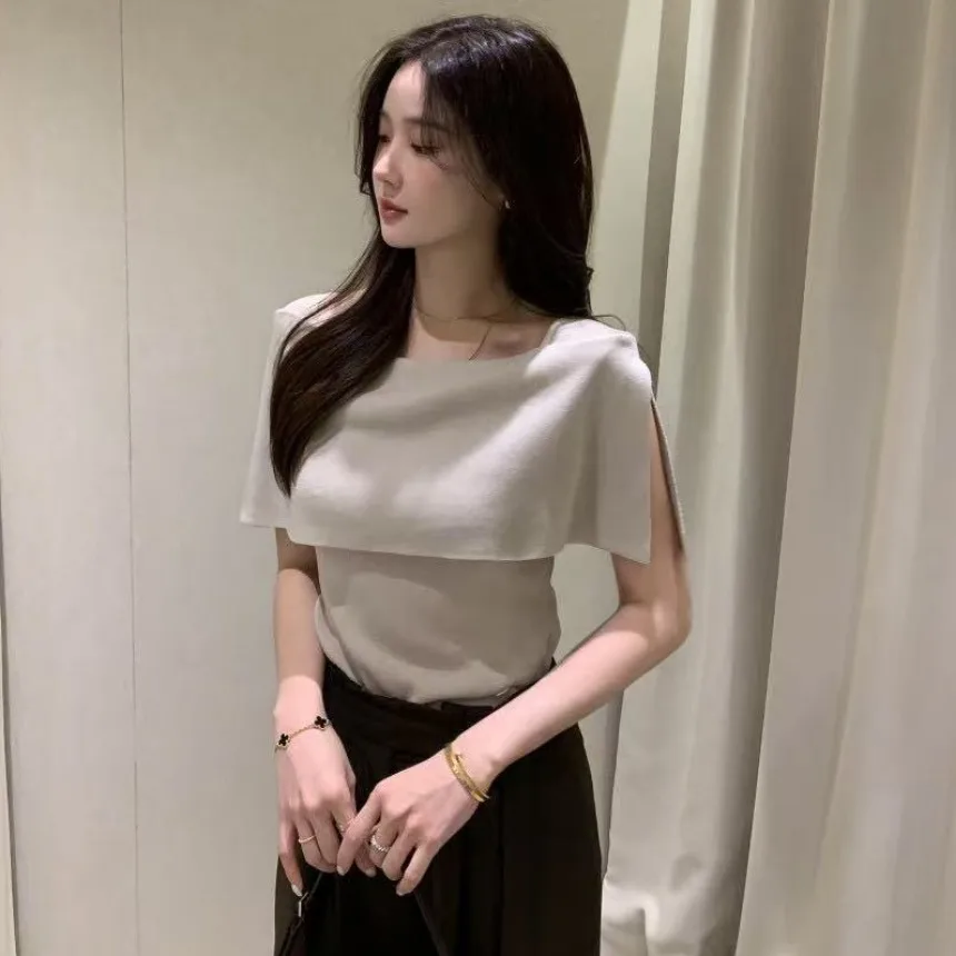 Chic Design Summer 2026 Wrap Versatile Slimming Waist Knitted Sweater Trendy Polyester Fiber Overhead Women's Fashion