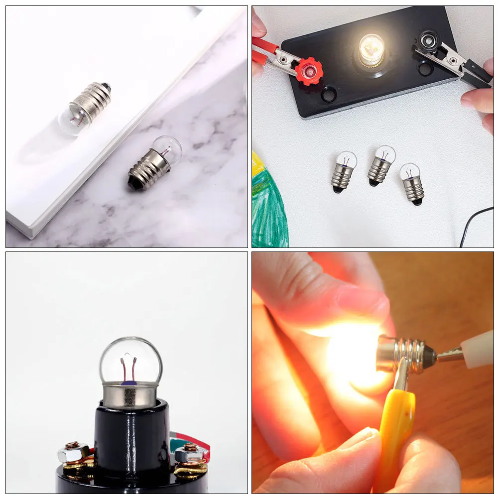 

10pcs Mini Light Bulbs 2.5V Glass Screw Base For Physical Experiments Night Lights Crafts Circuits Led Replacement Lamp Set