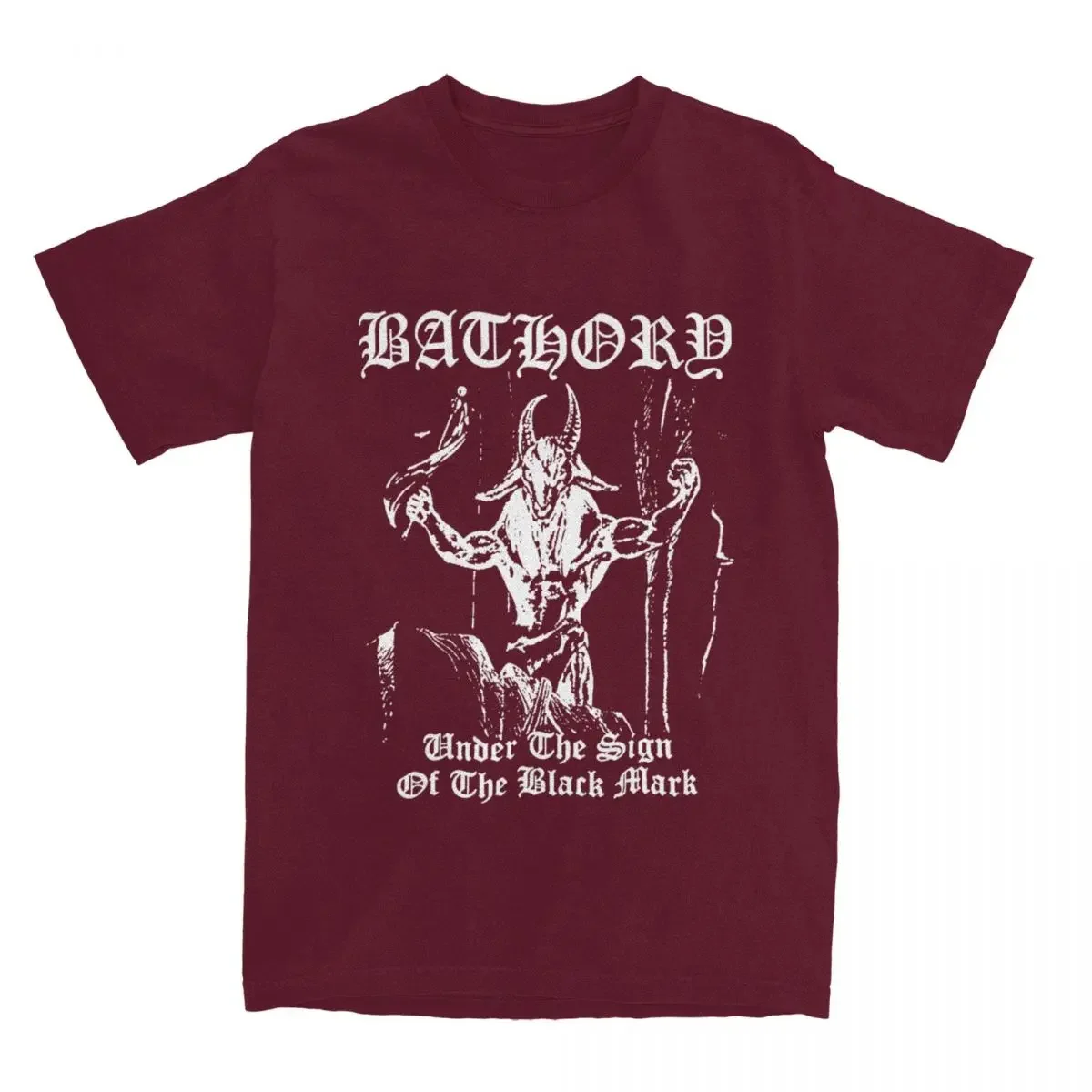 Bathory Black Metal Band Shirt Merch Men Pure Cotton O Collar Under The Sign of the Black Mark Tees Short Sleeve Clothes t-shirt