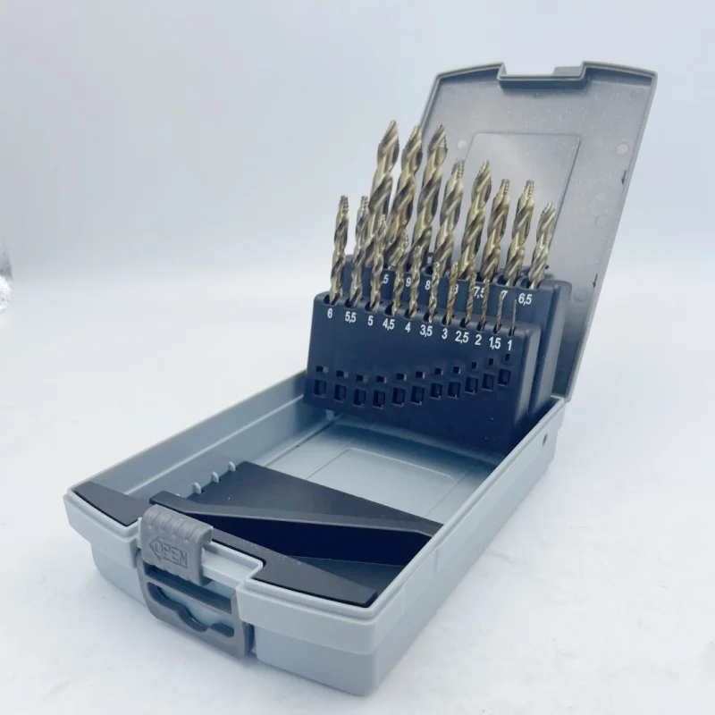 チタンコーティング-19ピース-ドリルビットキット-1‑10mm-ステップチップ-フラットシャンク-スパイラルフルート-木材-金属-pvc用