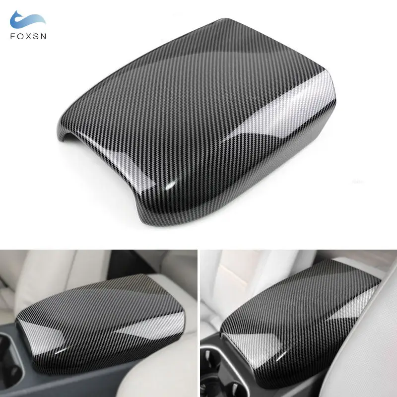 For Porsche Cayenne 2018 2019 2020 2021 2022 Car Center Control Armrest Box Cover ABS Carbon Style Trim Interior Accessories