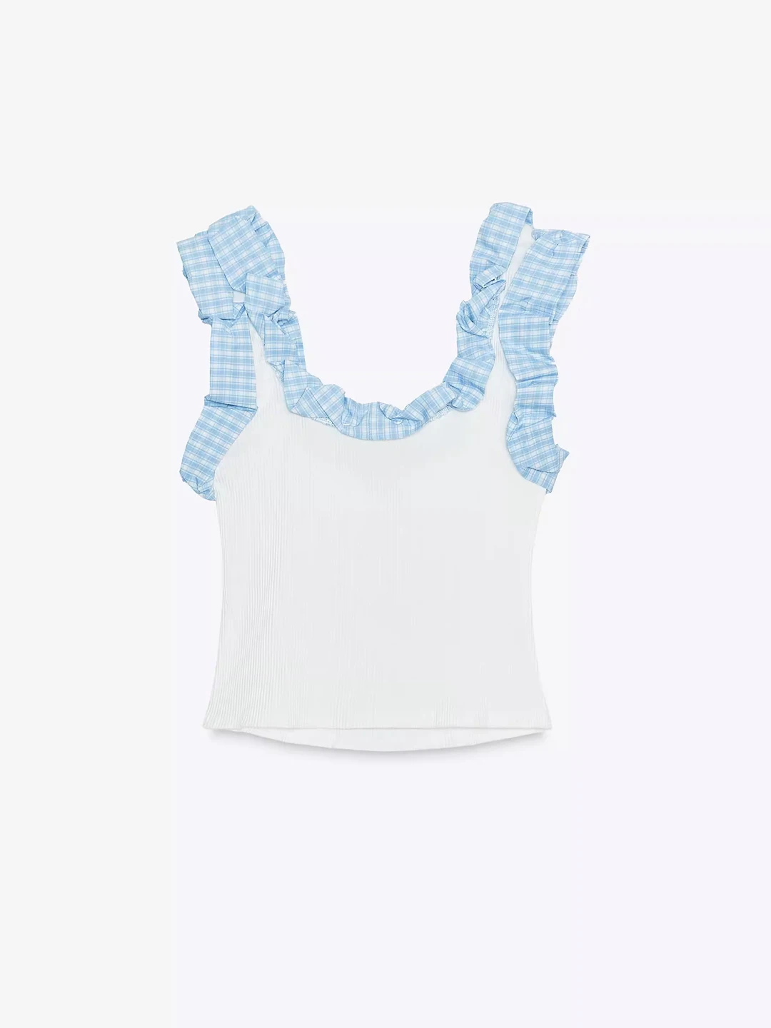 Bianco a quadretti ort Fit Csole da donna Top Color Blo Contrast Wood ain Summer Sweet Sle Materiale sottile traspirante