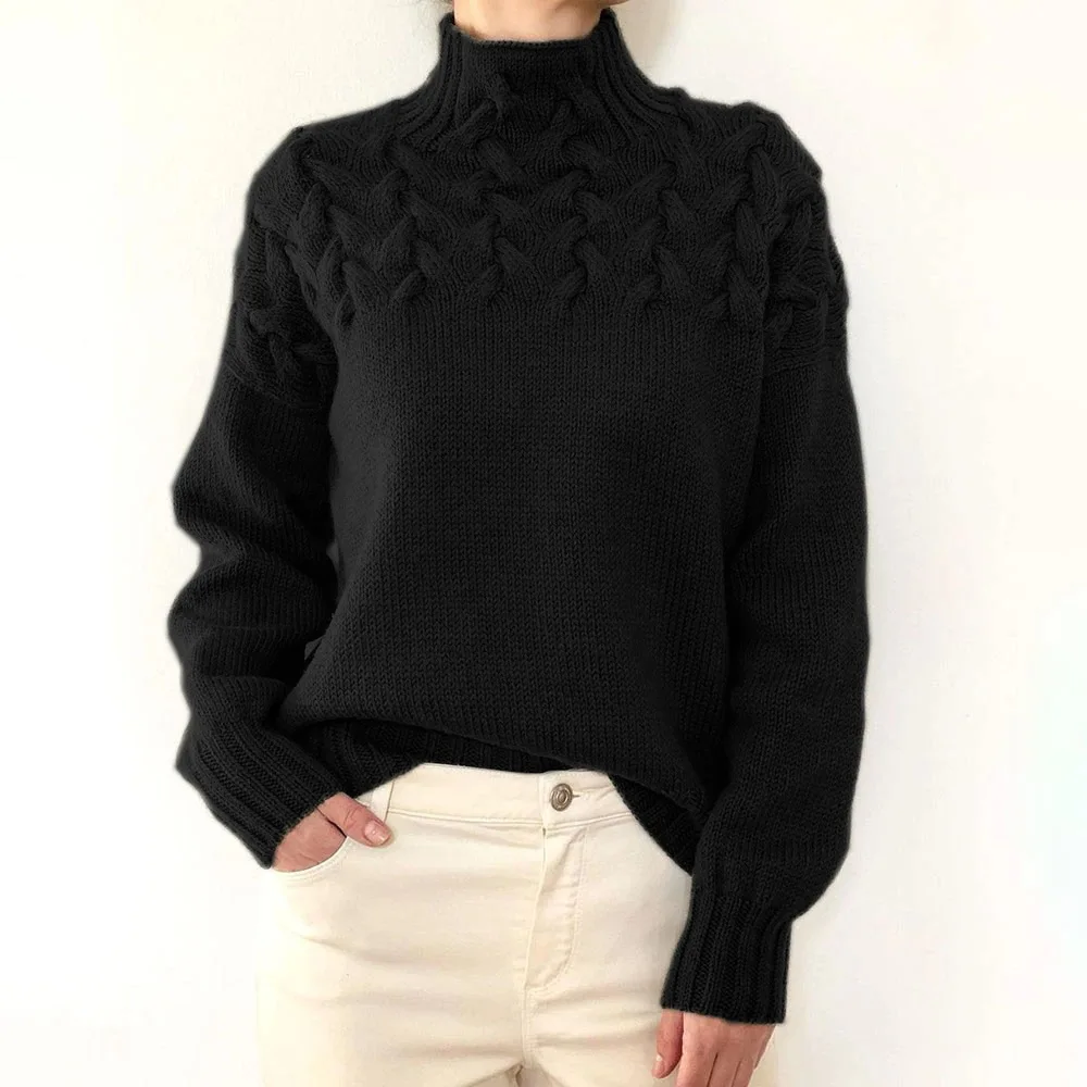 New autumn and winter women\'s clothing fashionable temperament casual commuting details high neck long sleeved sweater