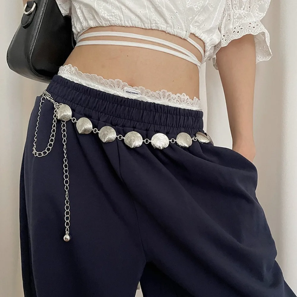 عالية الجودة خمر المرأة الخصر سلسلة تنوعا قابل للتعديل قذيفة معدنية حزام على شكل سلسلة تنورة حزام المرأة مجوهرات للجسم الزخرفية