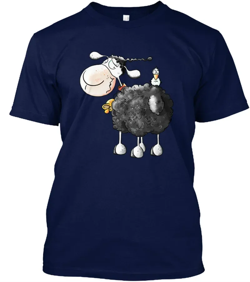 Funny Curly Sheep Graphic T-Shirt. Cotton O-Neck Short Sleeve Men's T Shirt Size S-3XL
