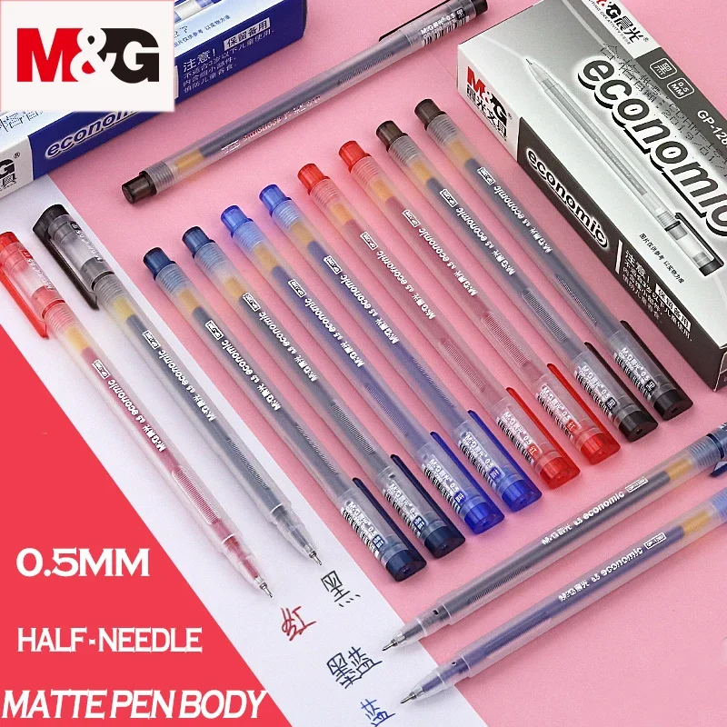 

12Pcs/box M&G Half Needle Tip 0.5mm Gel Pen Cute Roll Gel Pens Quick-Dry Ink Fine Signature Pen School Office Gift Stationery