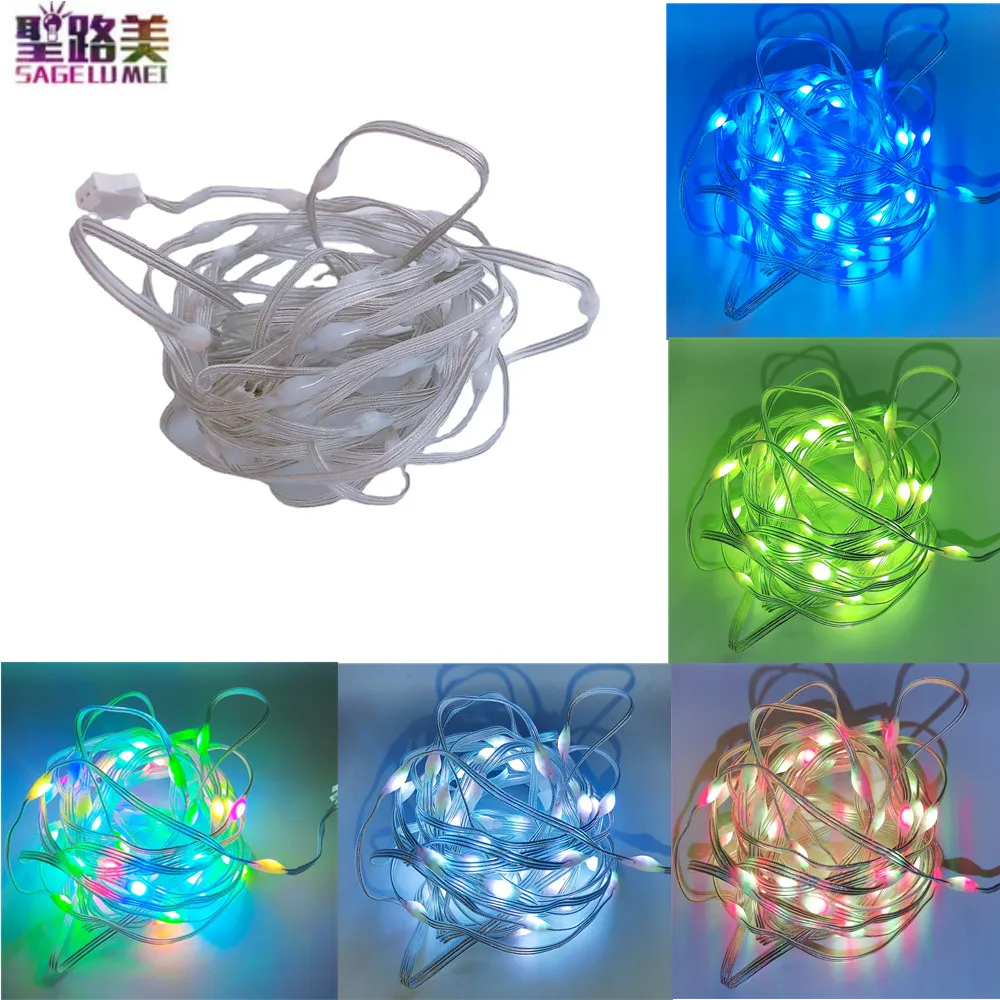 Guirnalda de luces RGB de 5m, 5V/12V, WS2812, Color de sueño, direccionable individualmente, para decoración de bodas, Fiestas y Navidad