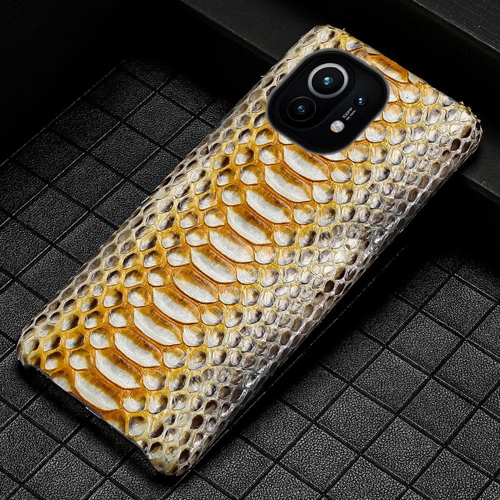 Genuine Python Leather Case for Xiaomi Mi 12T 13T Pro 13 14 Ultra 12 Poco X6 X5 F5 Pro Cover for Redmi Note 13 Pro 5G 10 11 Pro